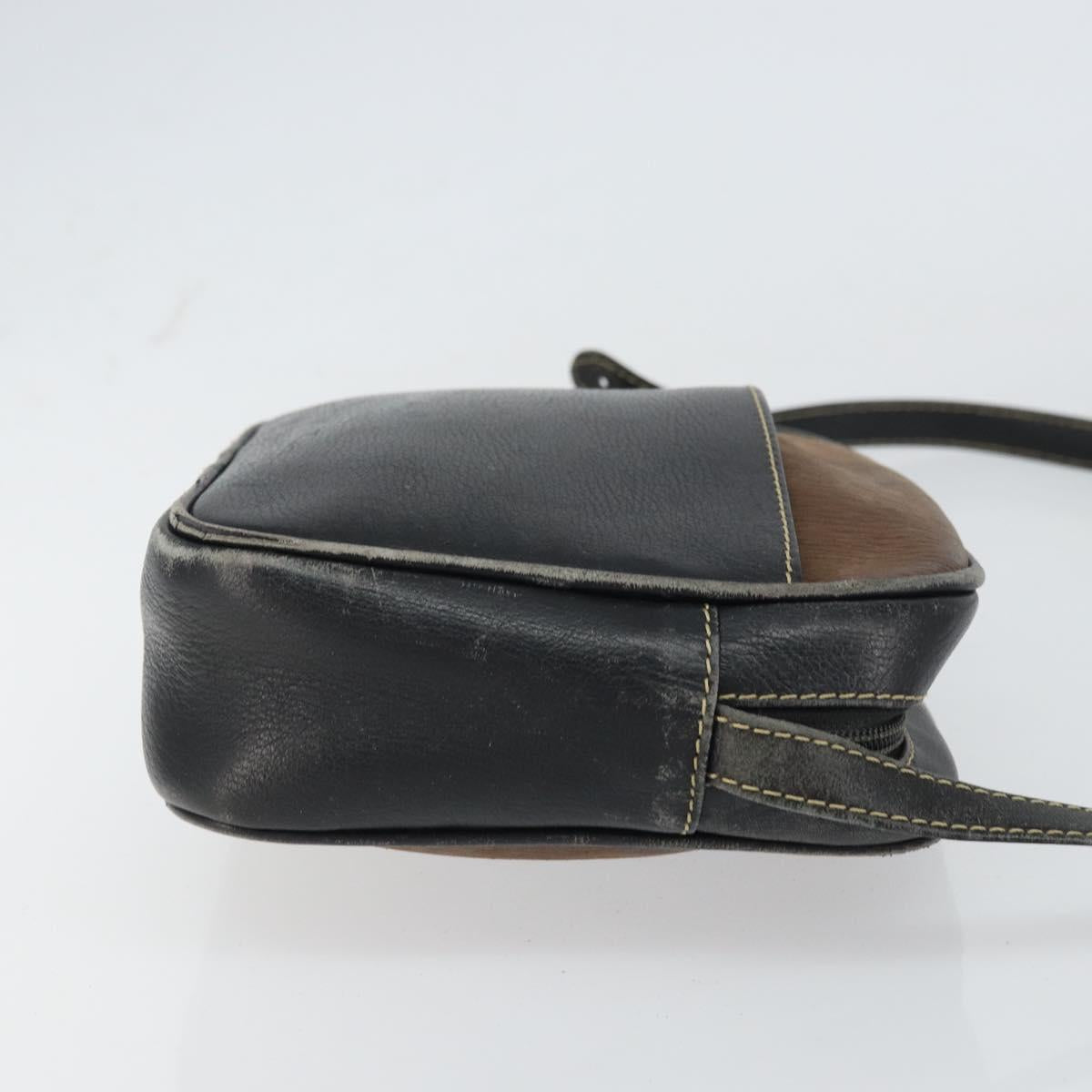 LOEWE Shoulder Bag Leather Black Gold Auth 160679