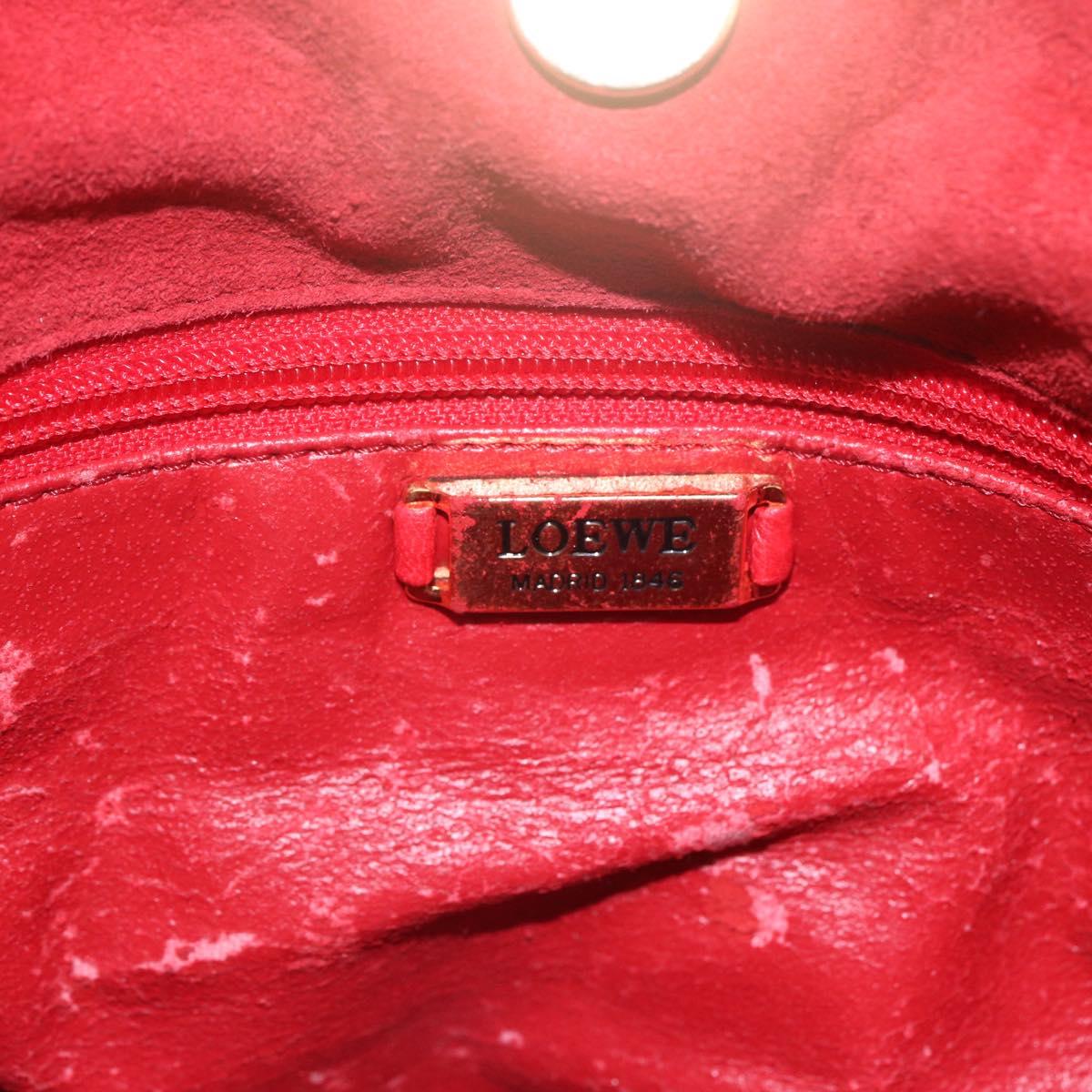 LOEWE Shoulder Bag Suede Red Gold Auth 160681