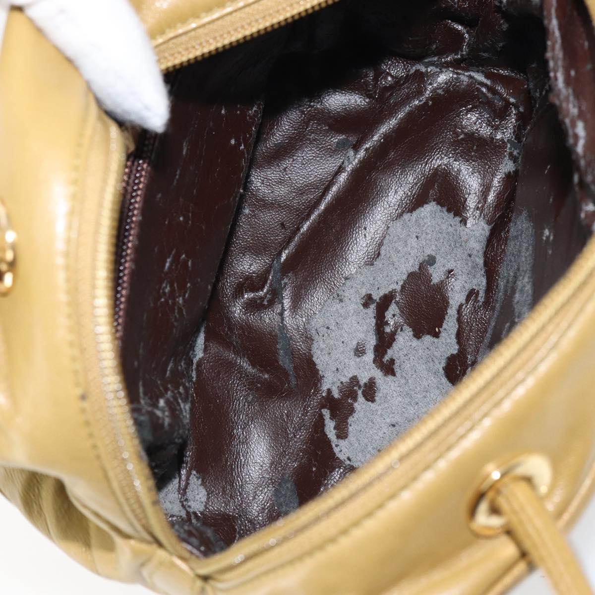 LOEWE anagram Hand Bag Leather Green Gold Auth 160682