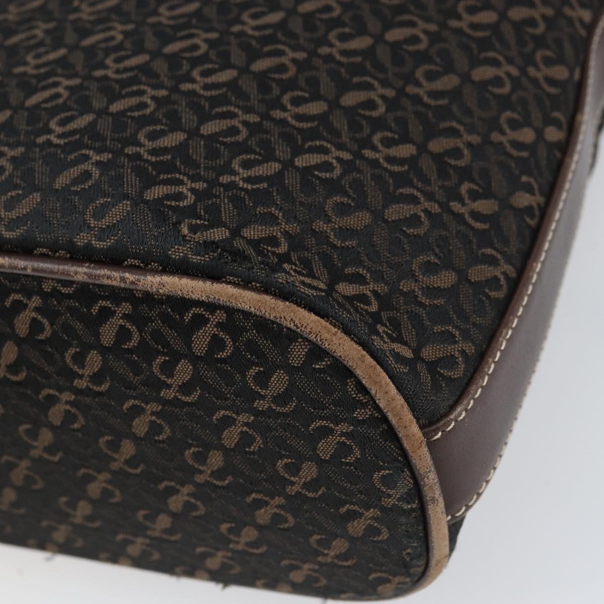 LOEWE anagram Shoulder Bag Nylon Brown Gold Auth 160683