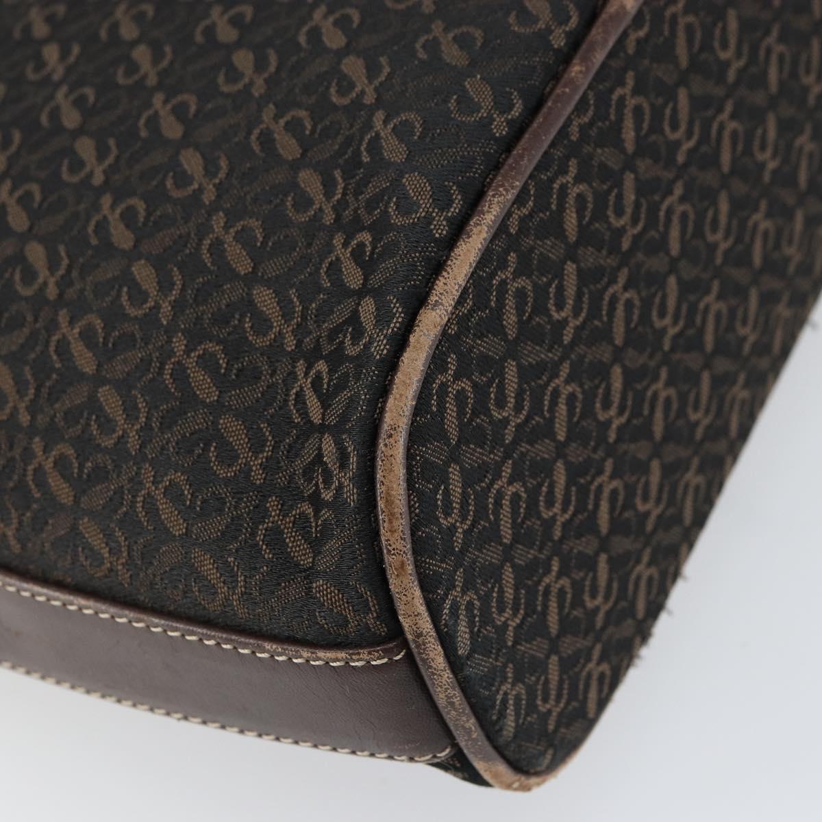 LOEWE anagram Shoulder Bag Nylon Brown Gold Auth 160683