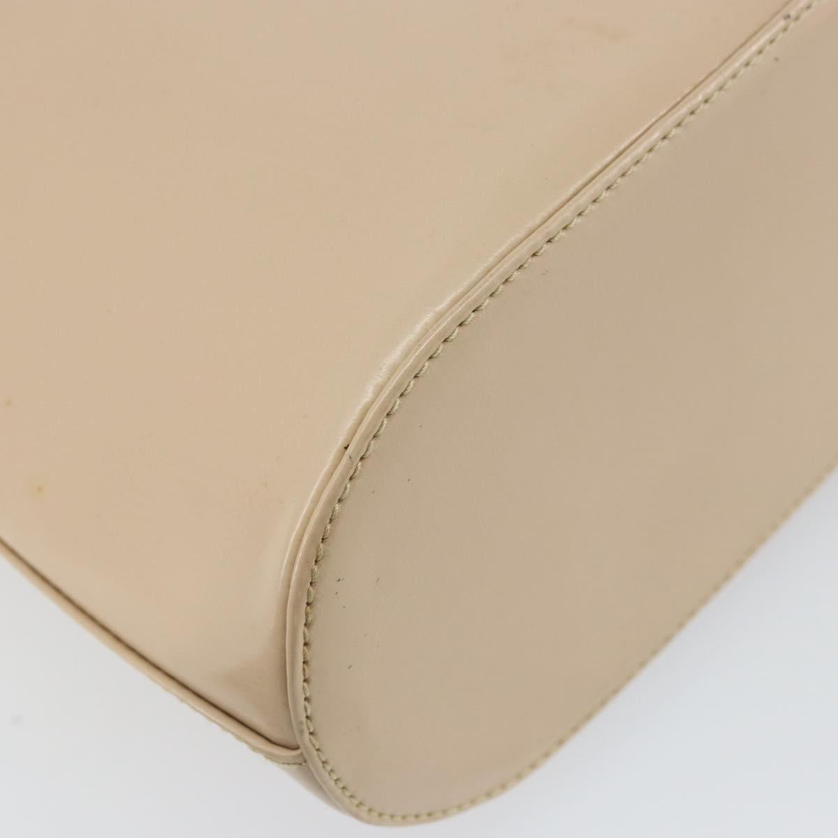 Salvatore Ferragamo Gancini Shoulder Bag Leather Beige Silver Auth 160686