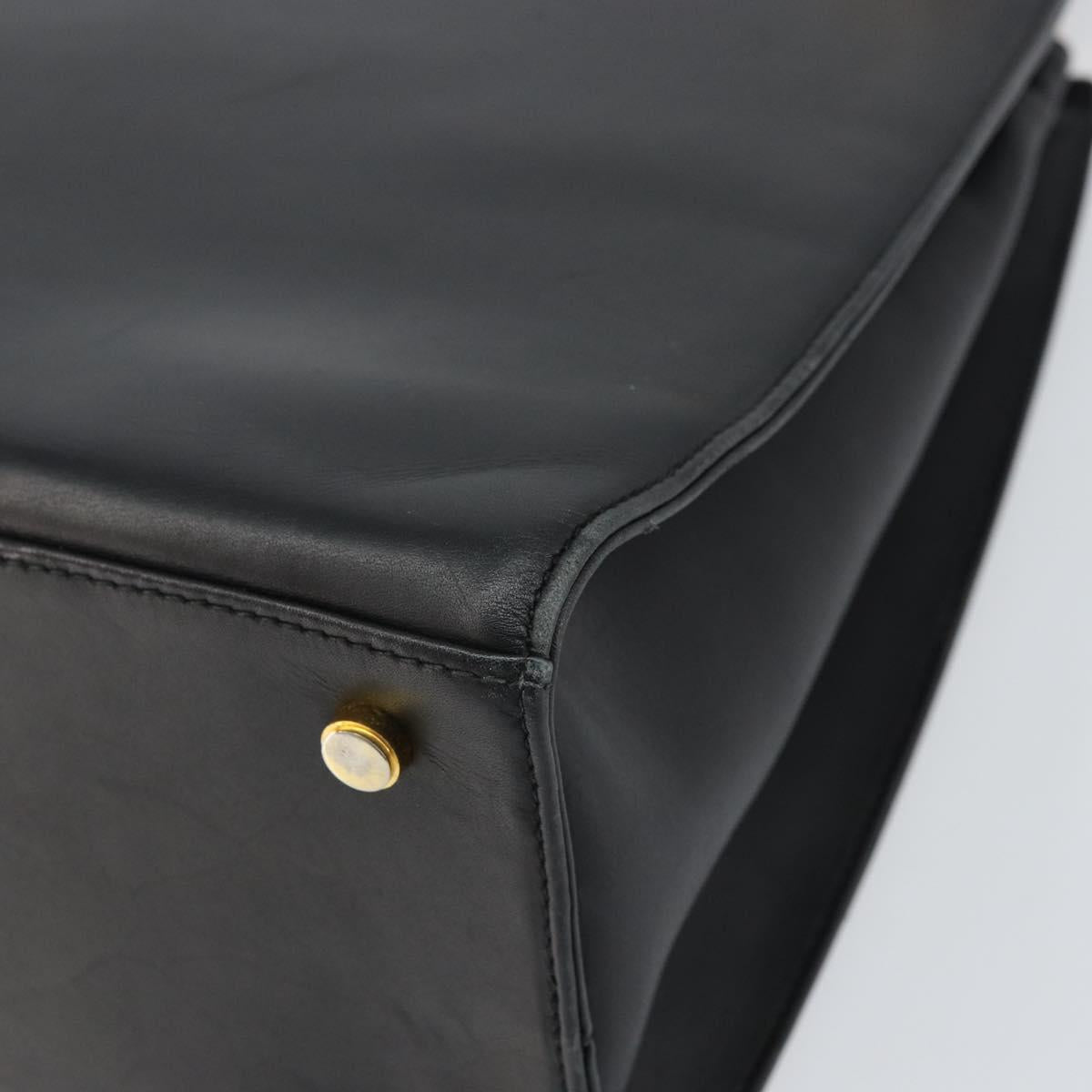 Salvatore Ferragamo Gancini Shoulder Bag Leather Black Gold Auth 160687