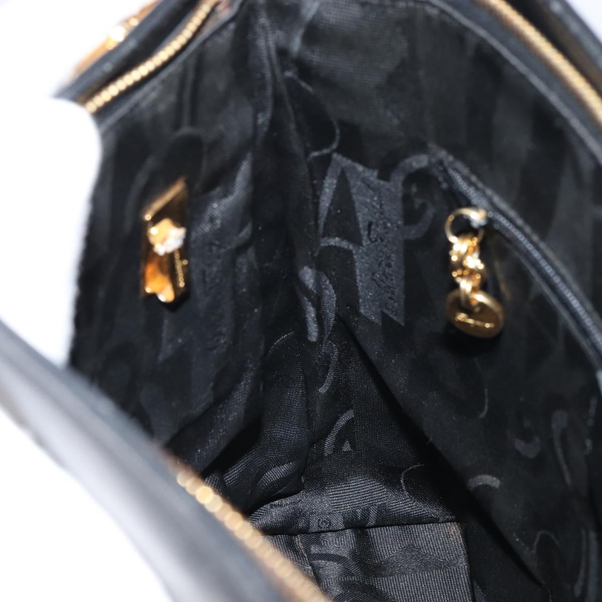 Salvatore Ferragamo Gancini Shoulder Bag Leather Black Gold Auth 160687