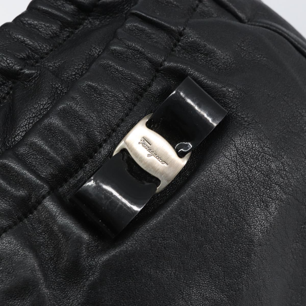 Salvatore Ferragamo Vala Hand Bag Leather 2way Black Auth 160688