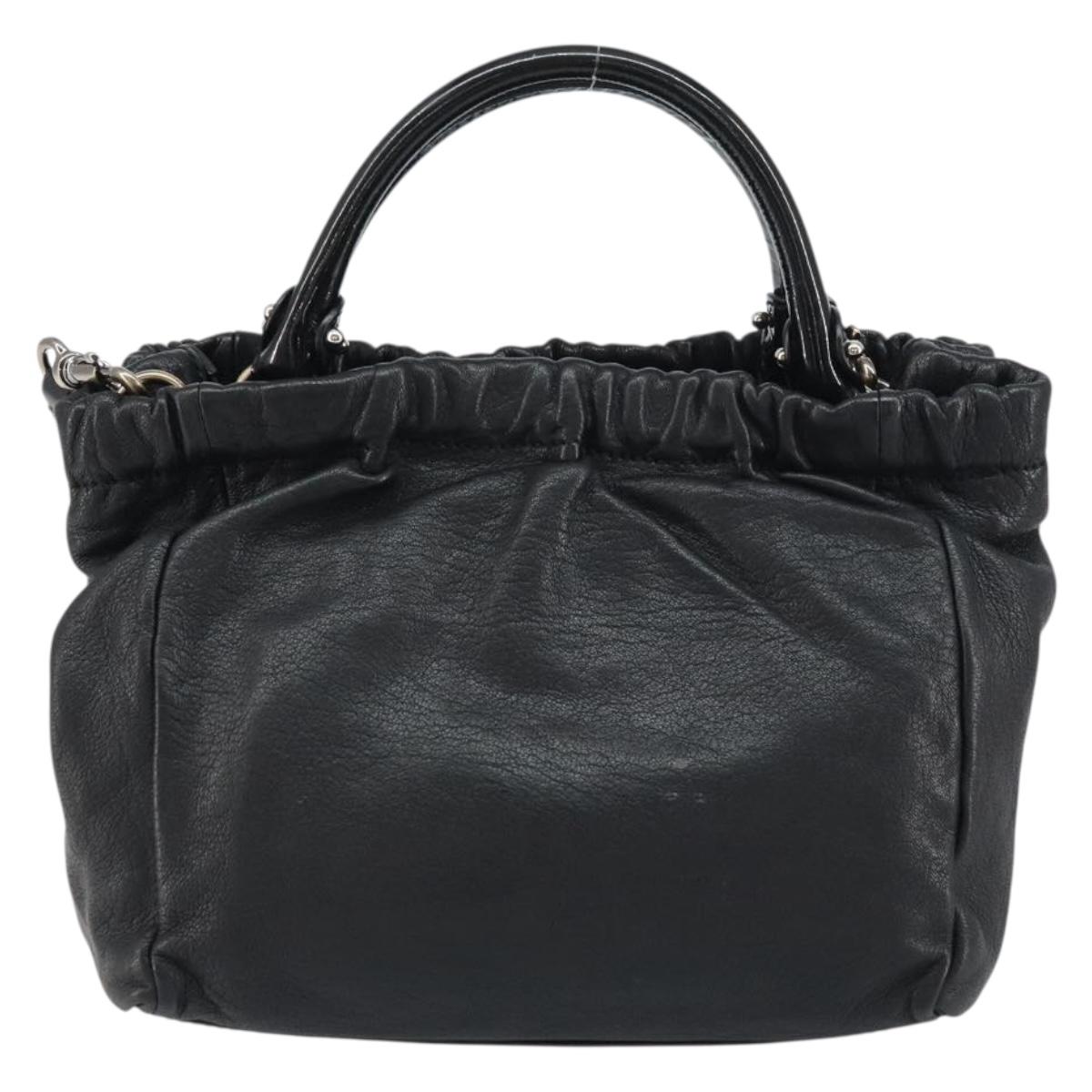 Salvatore Ferragamo Vala Hand Bag Leather 2way Black Auth 160688