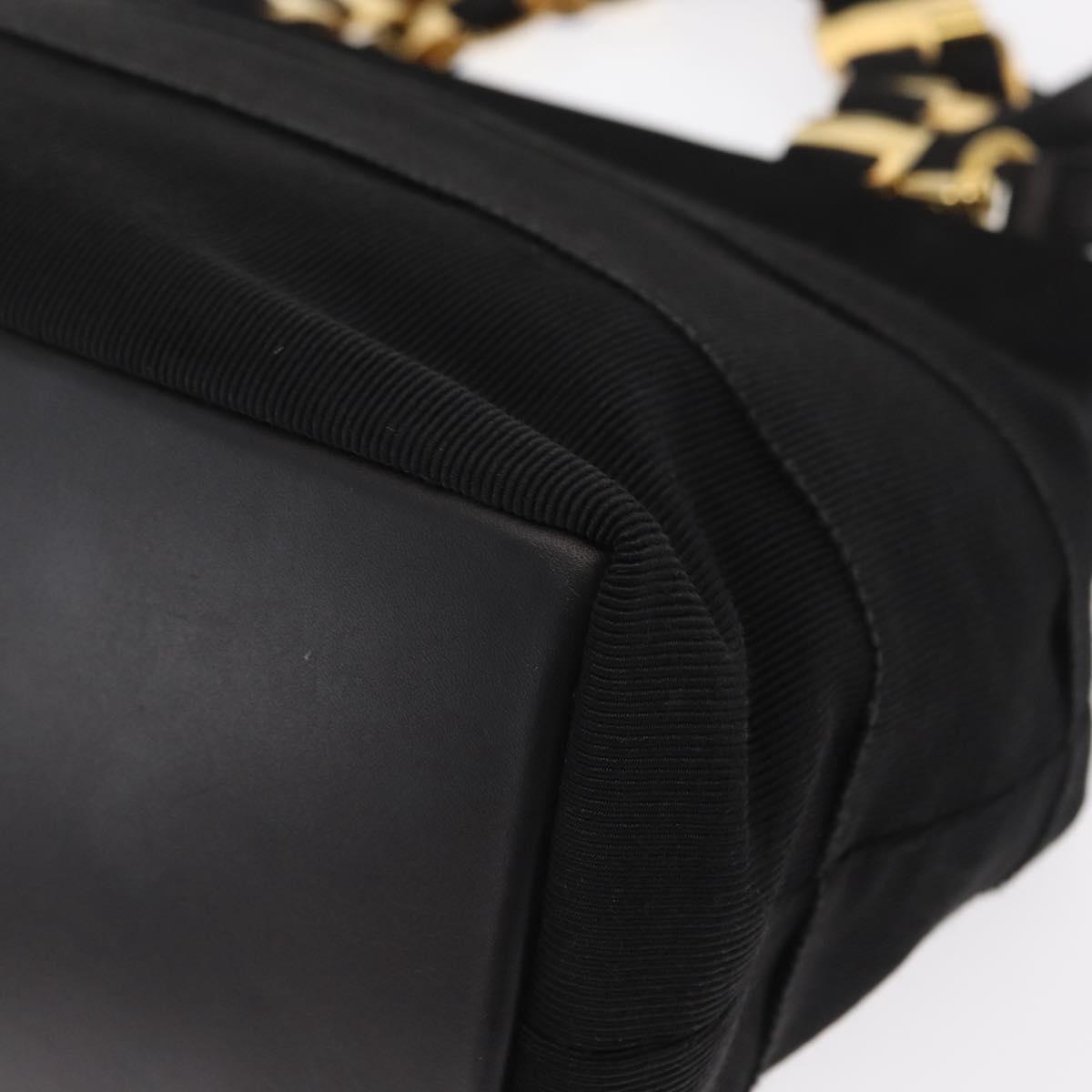 Salvatore Ferragamo Vala Hand Bag Canvas 2way Black Auth 160689