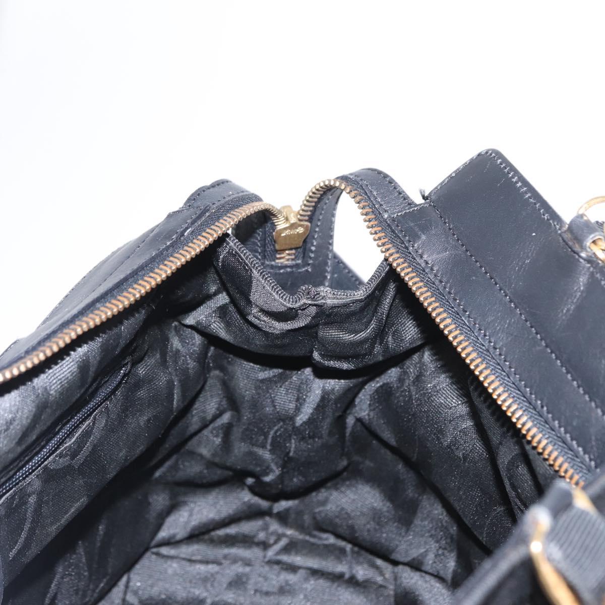 Salvatore Ferragamo Vala Hand Bag Canvas 2way Black Auth 160689