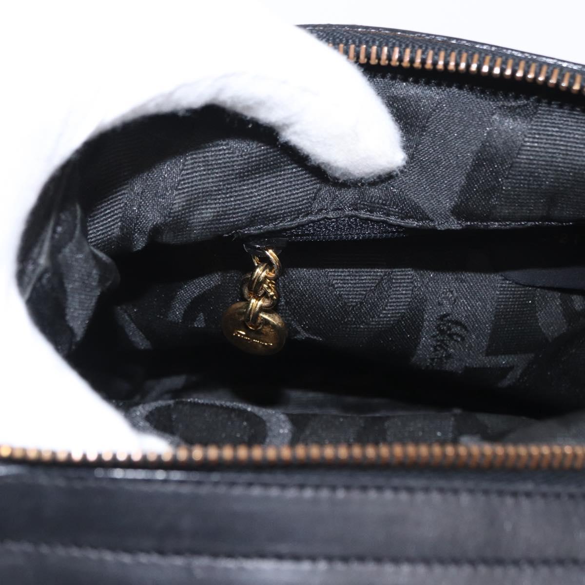 Salvatore Ferragamo Vala Hand Bag Canvas 2way Black Auth 160689