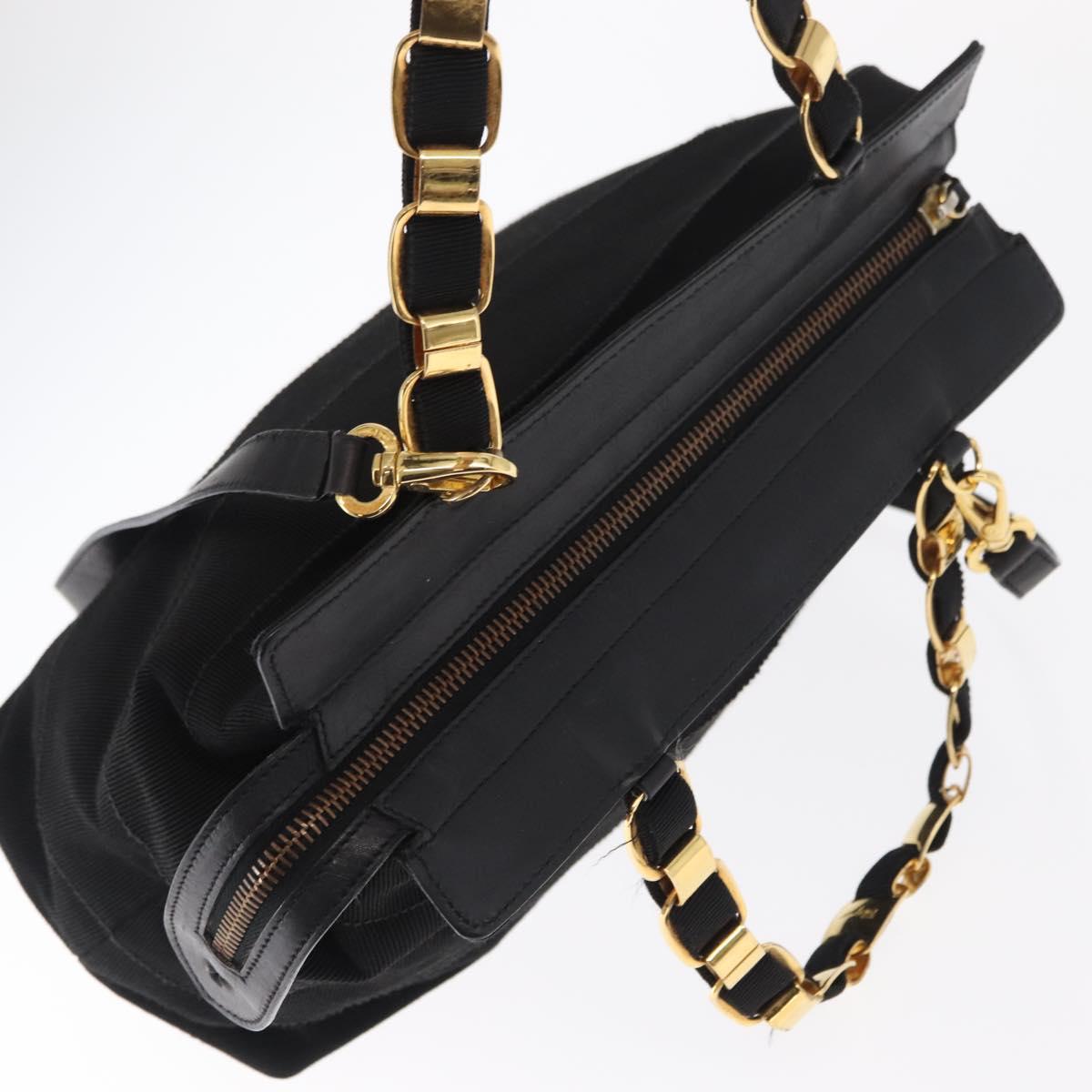 Salvatore Ferragamo Vala Hand Bag Canvas 2way Black Auth 160689