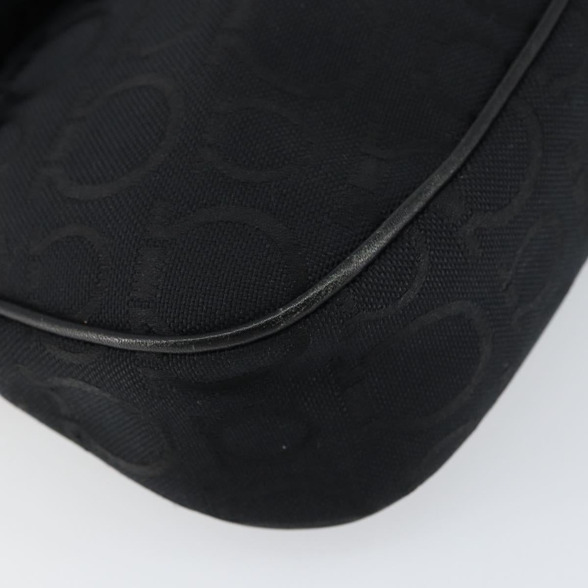 Salvatore Ferragamo Gancini Shoulder Bag Canvas Black Auth 160690A