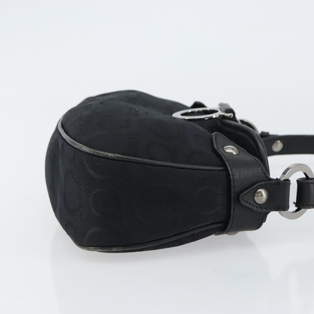 Salvatore Ferragamo Gancini Shoulder Bag Canvas Black Auth 160690A
