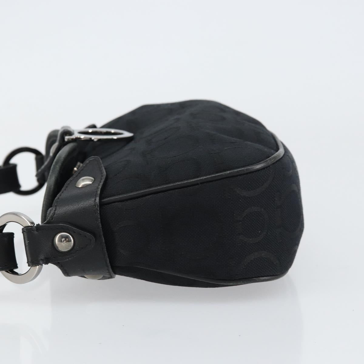 Salvatore Ferragamo Gancini Shoulder Bag Canvas Black Auth 160690A