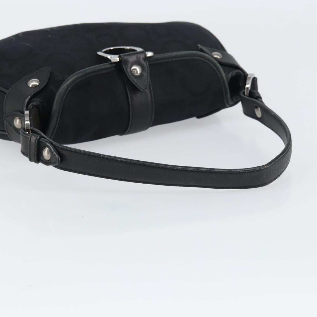 Salvatore Ferragamo Gancini Shoulder Bag Canvas Black Auth 160690A