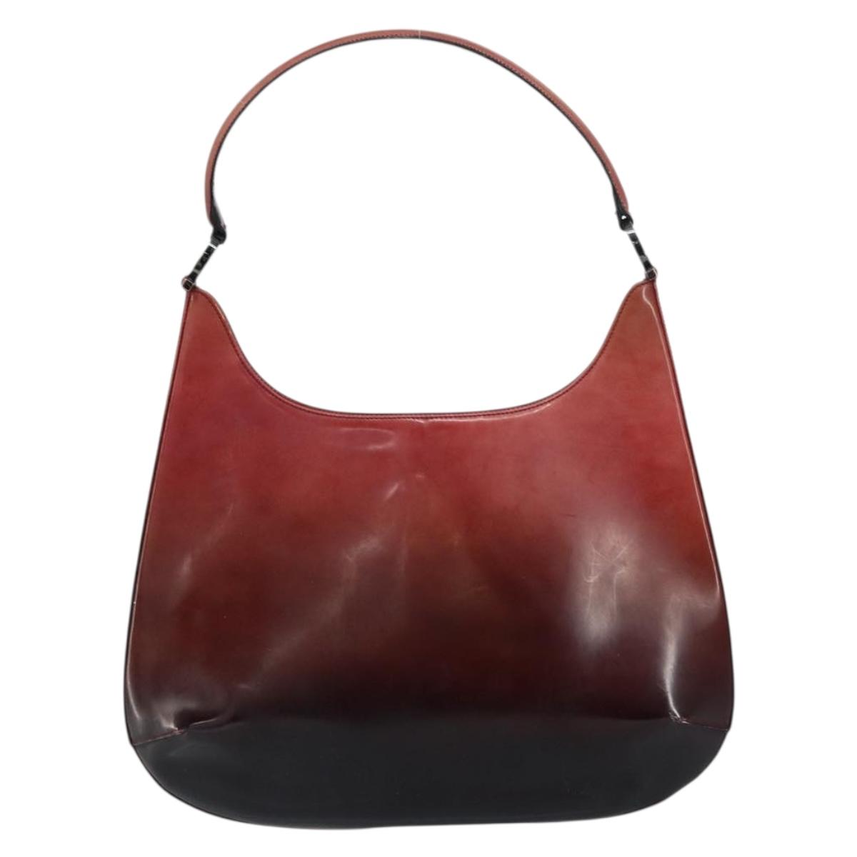 Salvatore Ferragamo Gancini Shoulder Bag Patent leather Red Silver Auth 160692