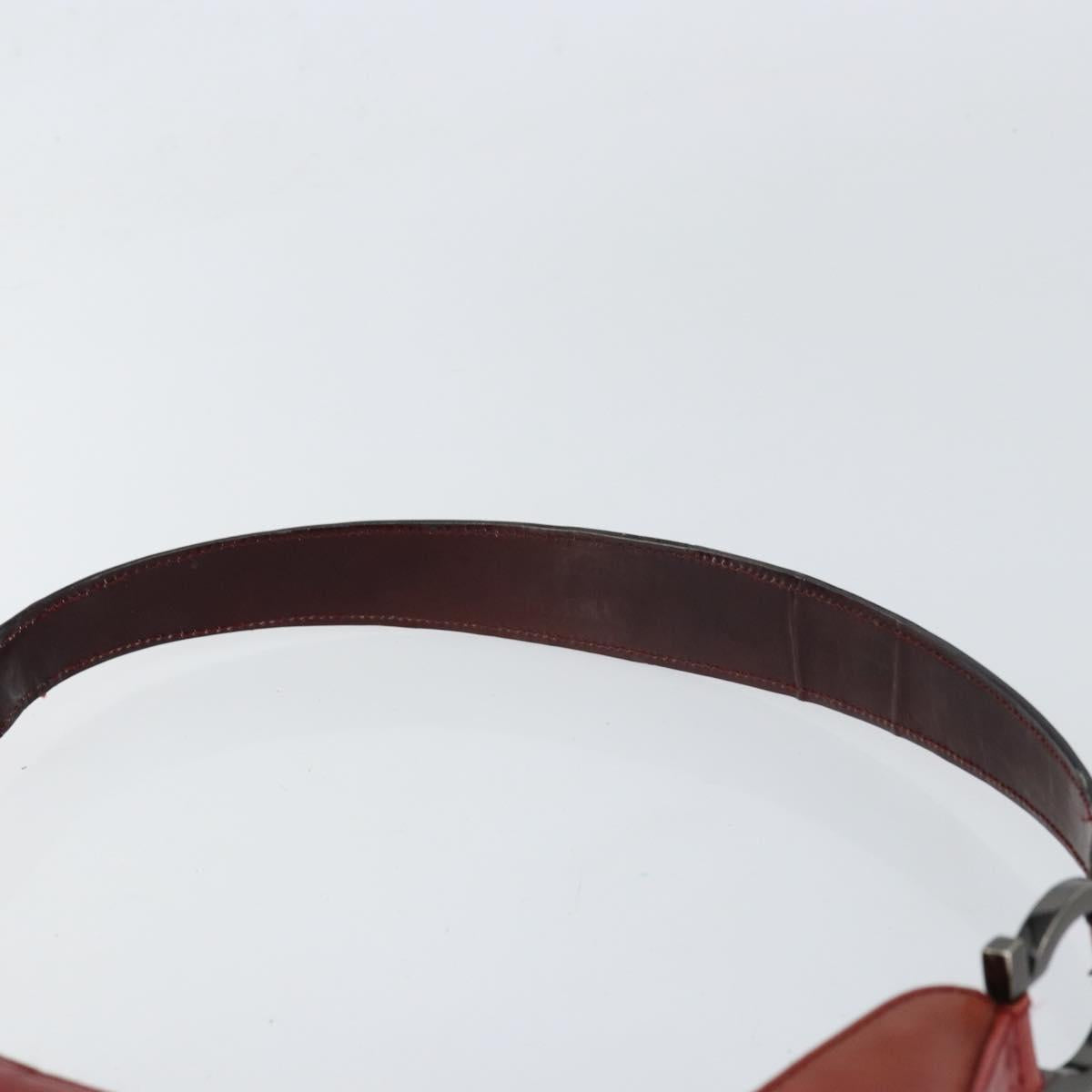 Salvatore Ferragamo Gancini Shoulder Bag Patent leather Red Silver Auth 160692