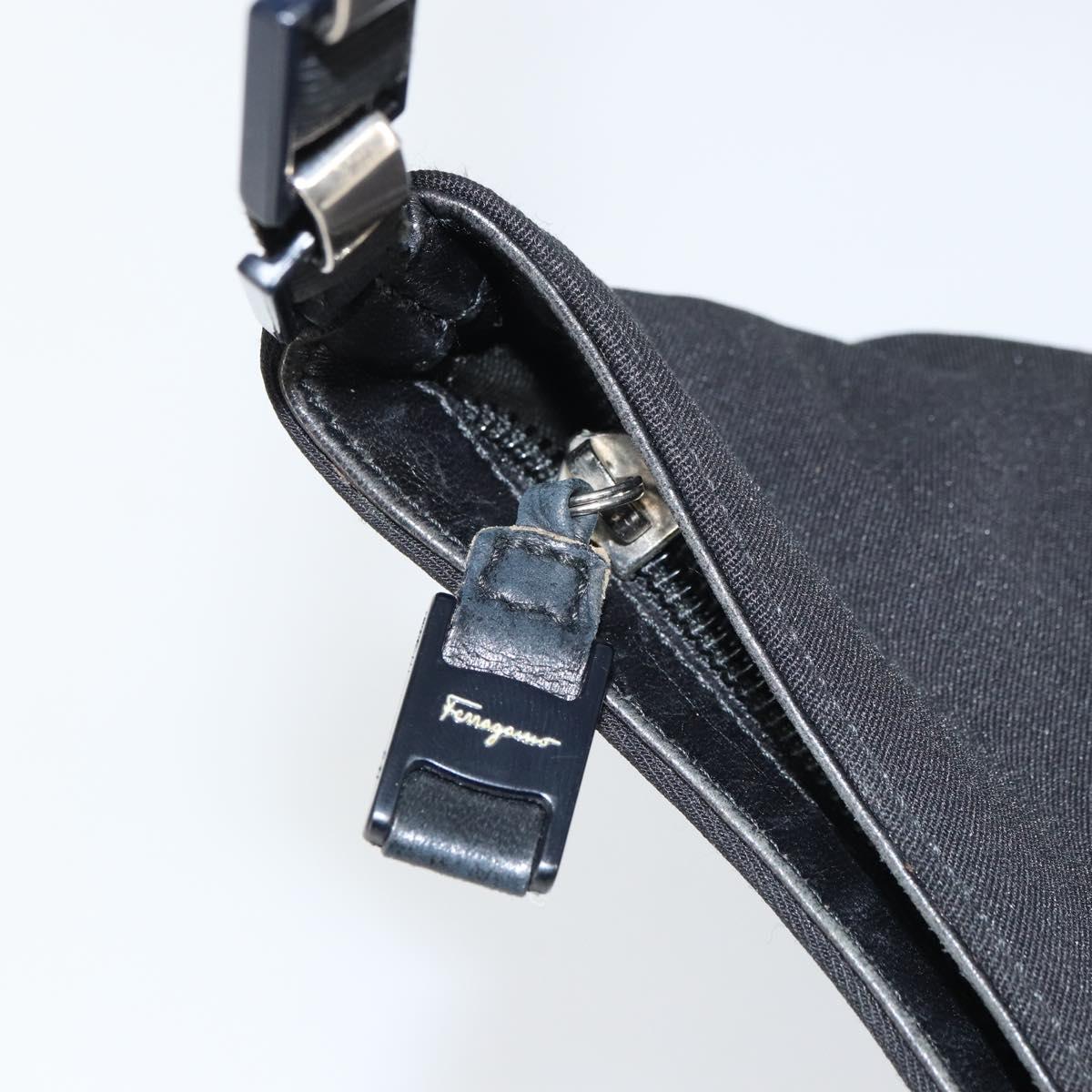 Salvatore Ferragamo Vala Shoulder Bag Nylon Black Auth 160694