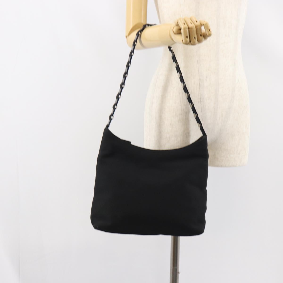 Salvatore Ferragamo Vala Shoulder Bag Nylon Black Auth 160694