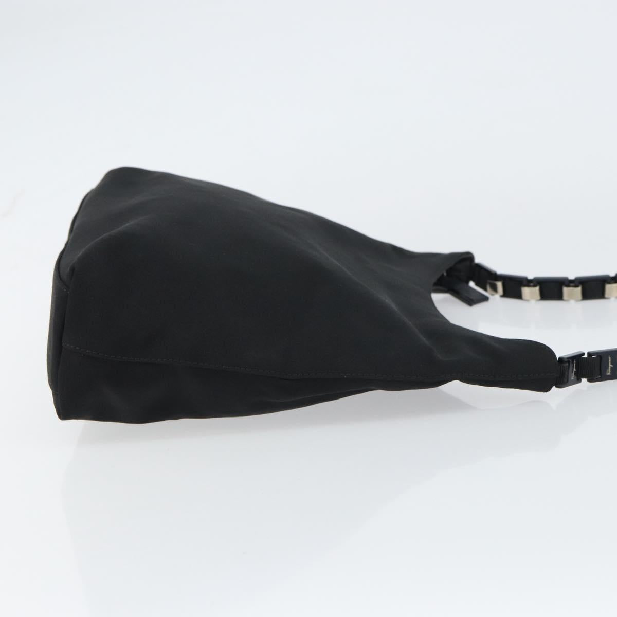 Salvatore Ferragamo Vala Shoulder Bag Nylon Black Auth 160694