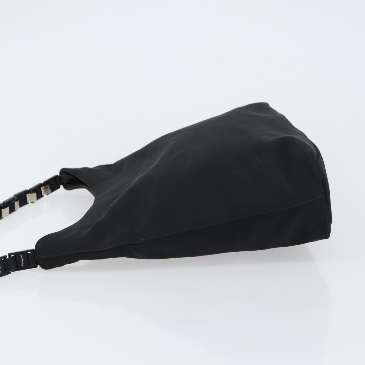 Salvatore Ferragamo Vala Shoulder Bag Nylon Black Auth 160694