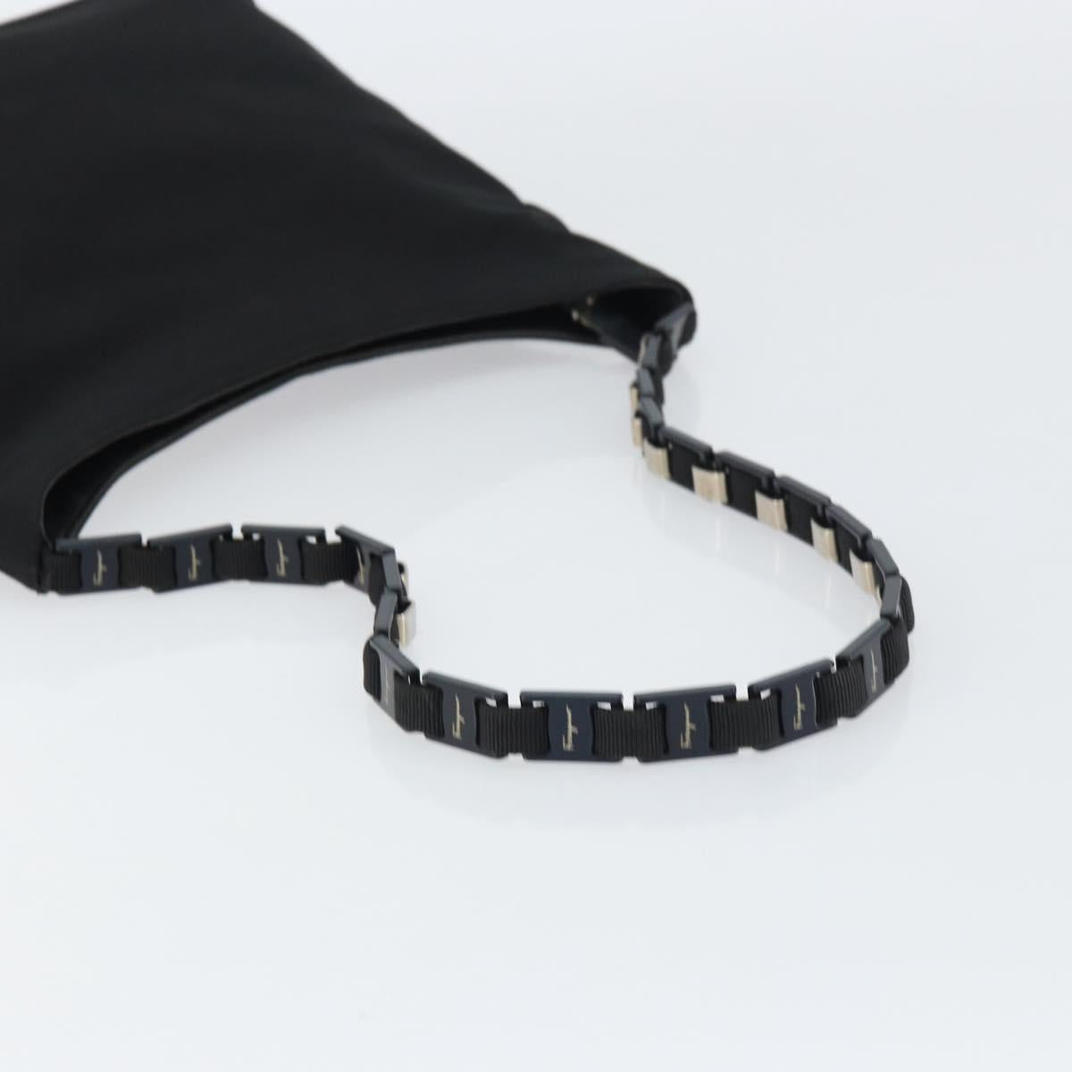 Salvatore Ferragamo Vala Shoulder Bag Nylon Black Auth 160694