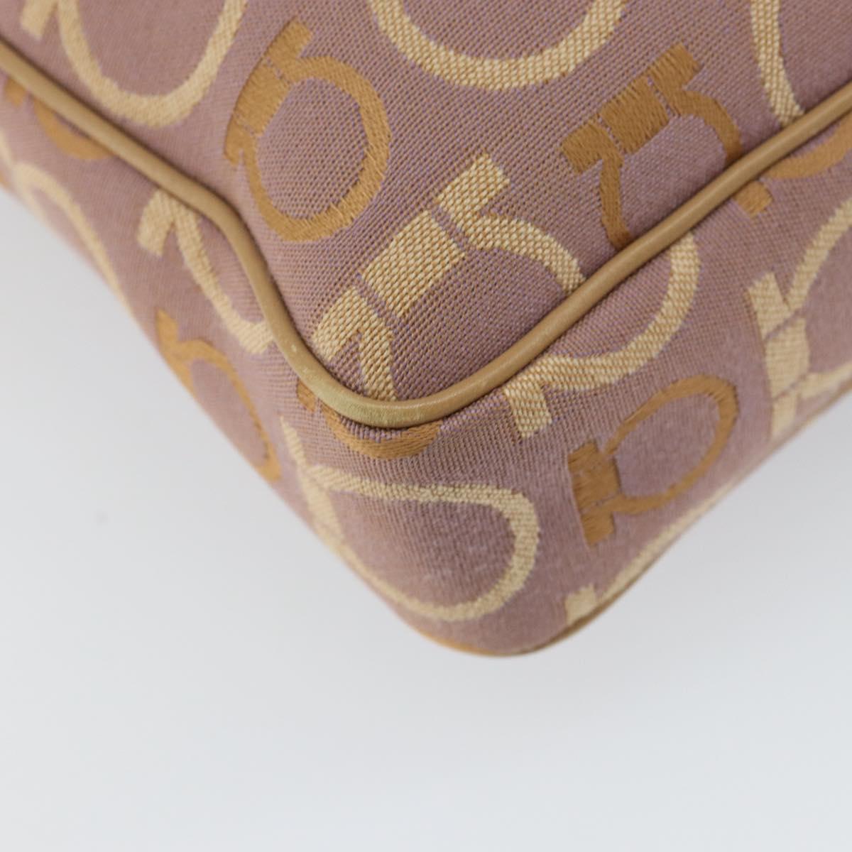 Salvatore Ferragamo Gancini Shoulder Bag Canvas Purple Gold Auth 160696