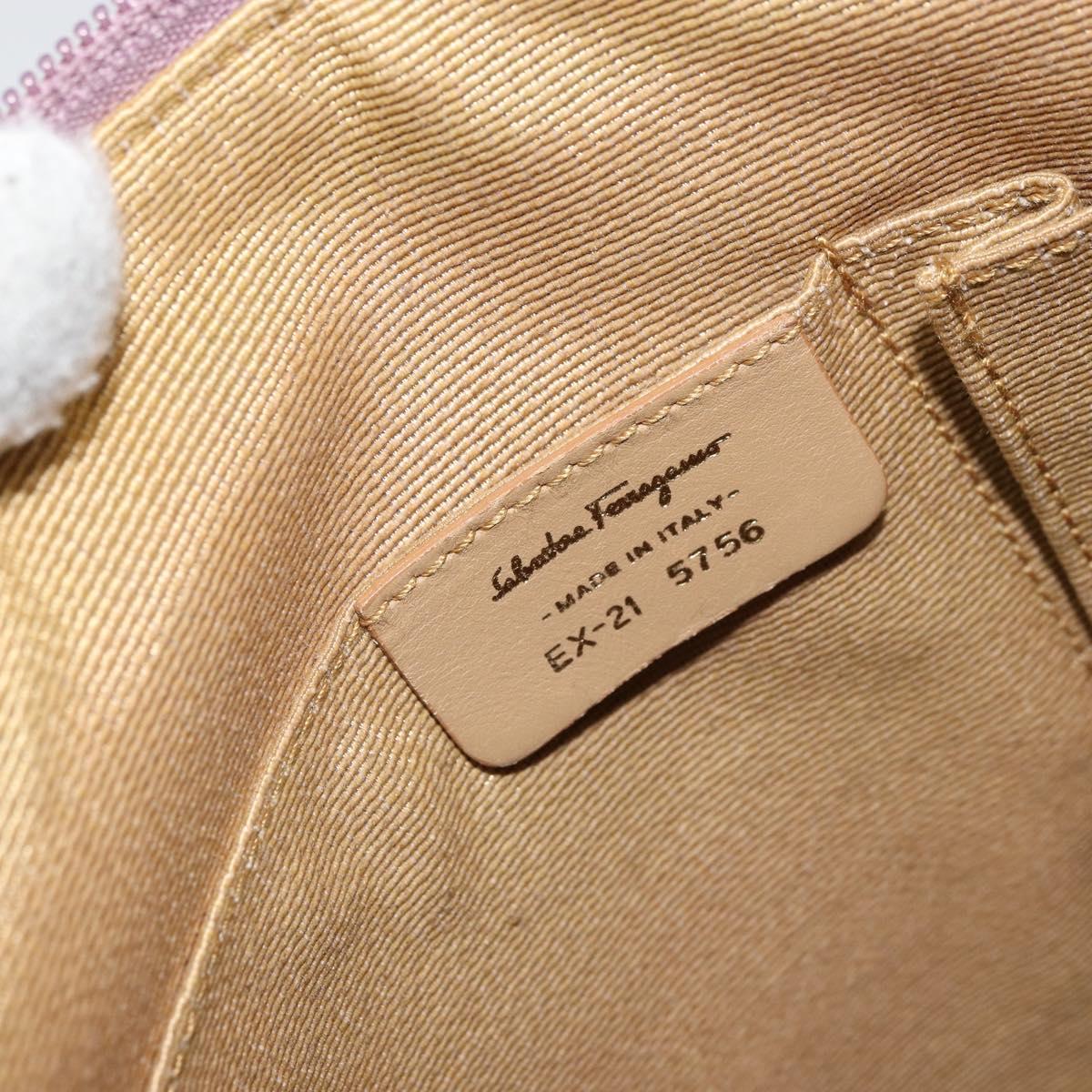 Salvatore Ferragamo Gancini Shoulder Bag Canvas Purple Gold Auth 160696