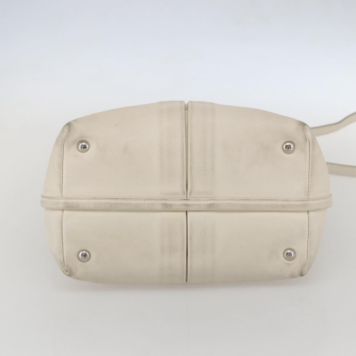 Salvatore Ferragamo Vala Hand Bag Leather 2way White Silver Auth 160697