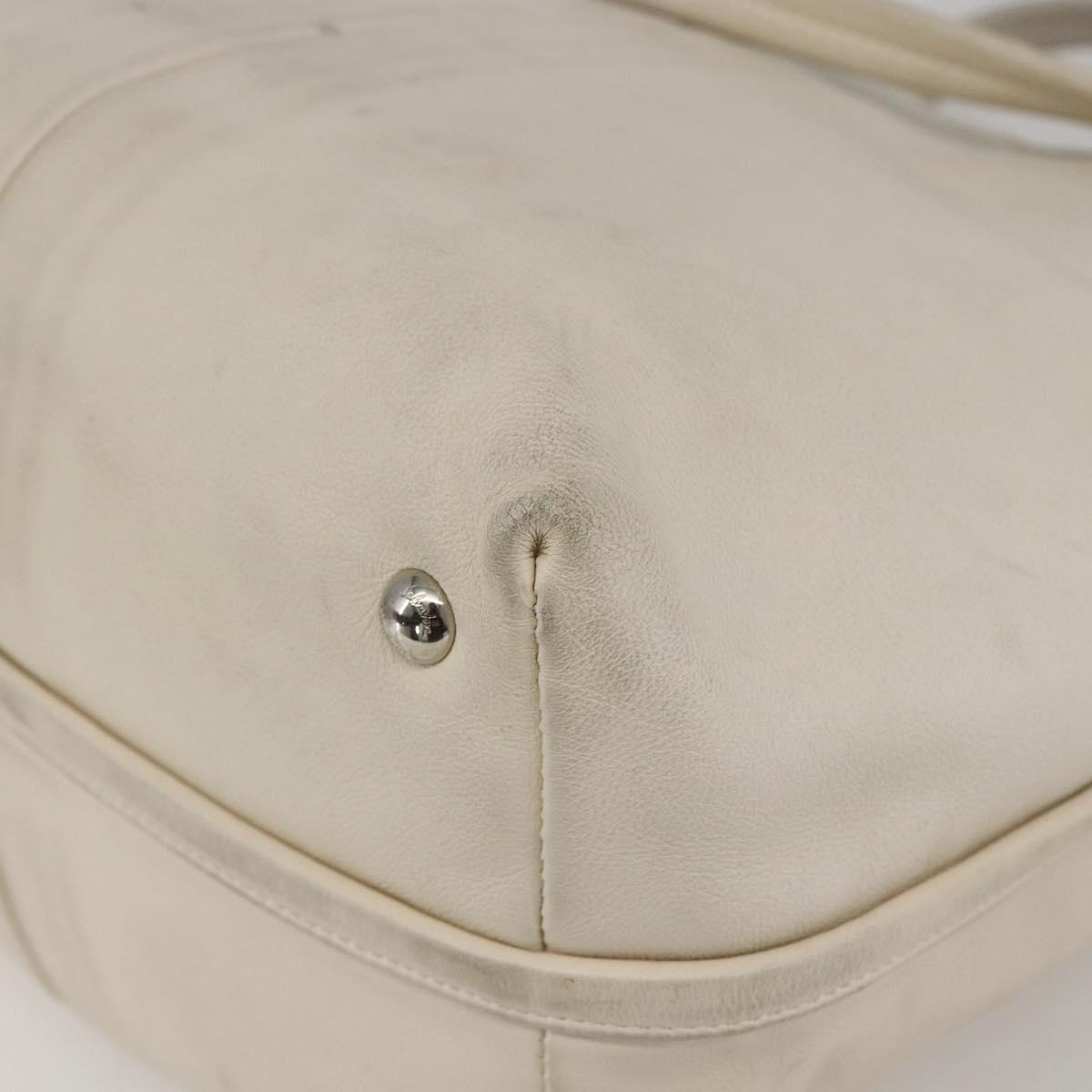 Salvatore Ferragamo Vala Hand Bag Leather 2way White Silver Auth 160697