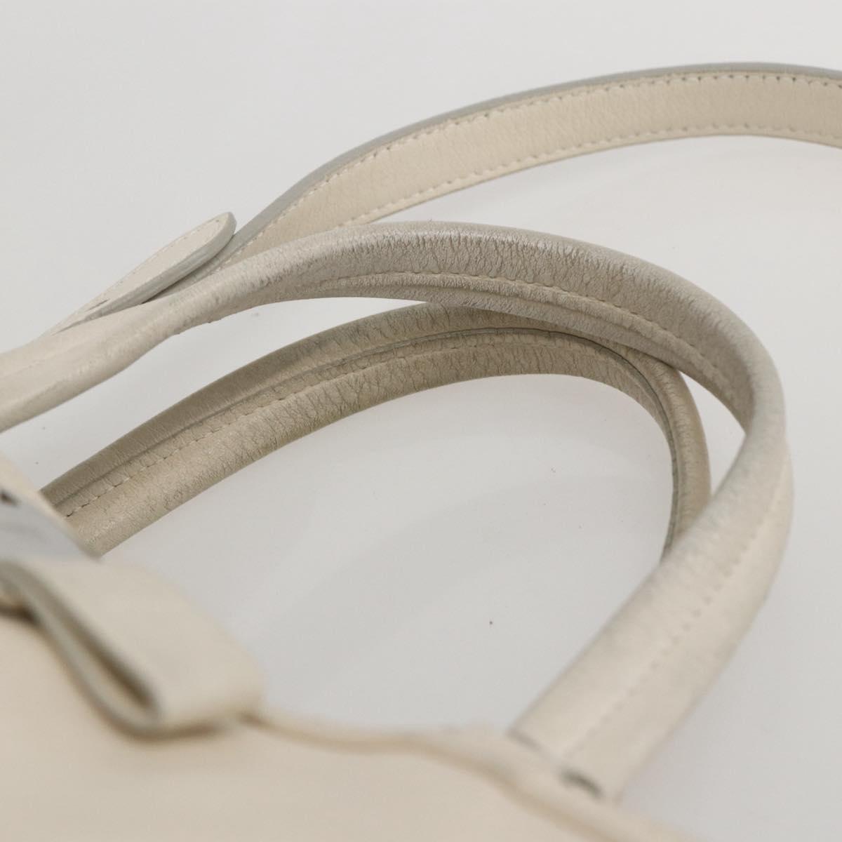 Salvatore Ferragamo Vala Hand Bag Leather 2way White Silver Auth 160697