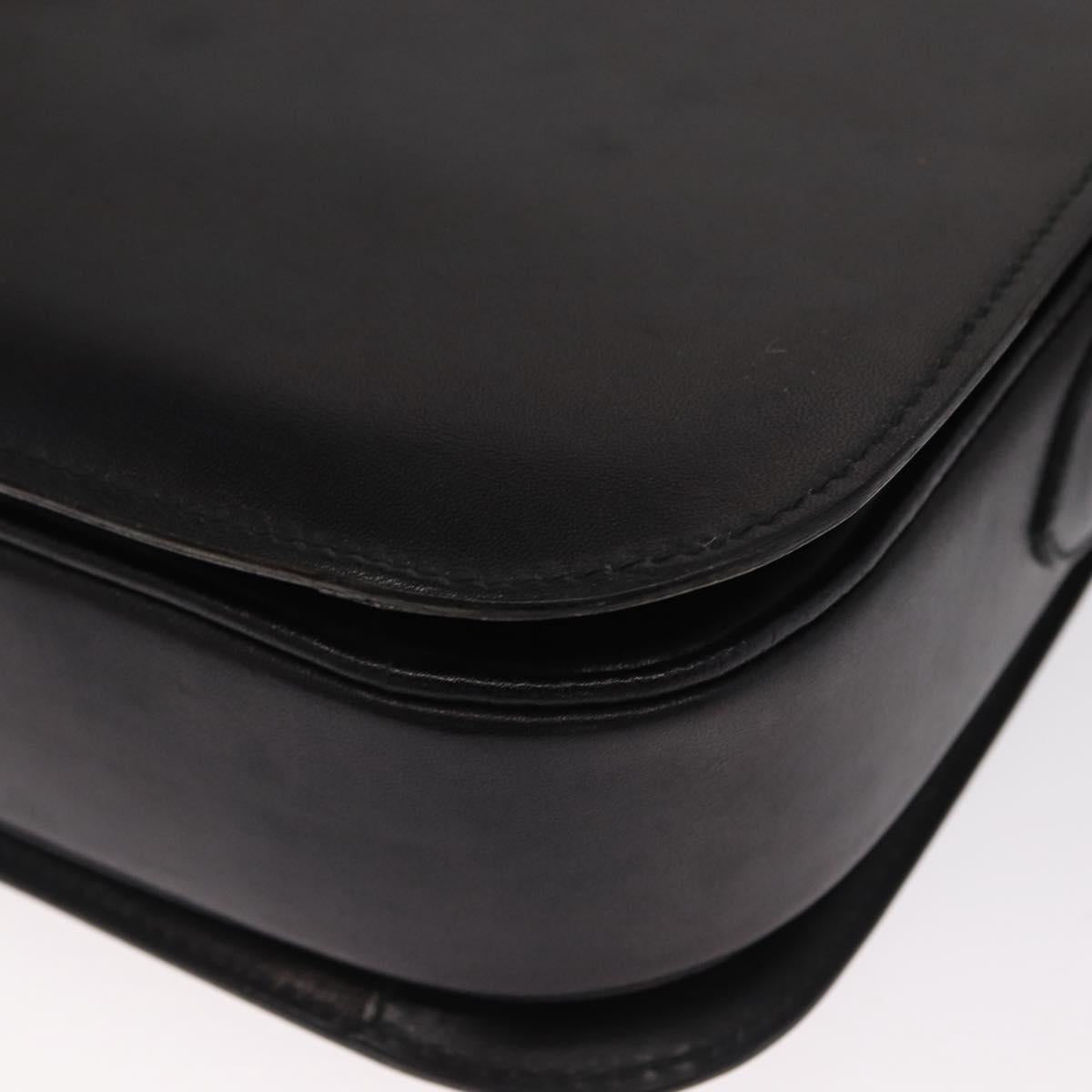 CELINE Shoulder Bag Leather Black Gold Auth 160698