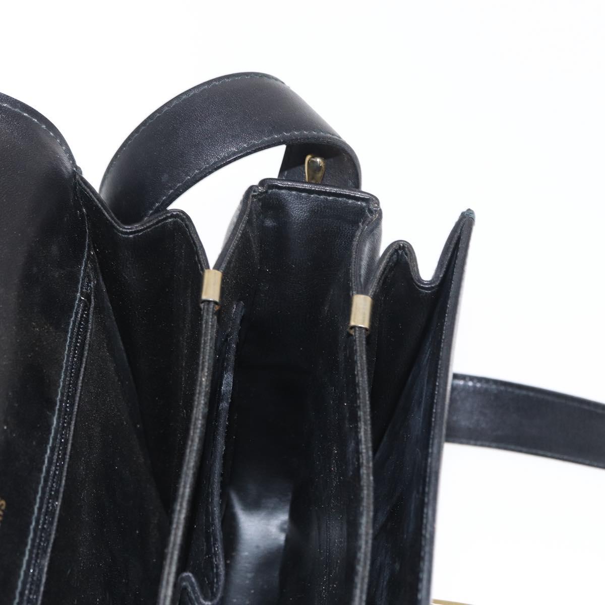 CELINE Shoulder Bag Leather Black Gold Auth 160698