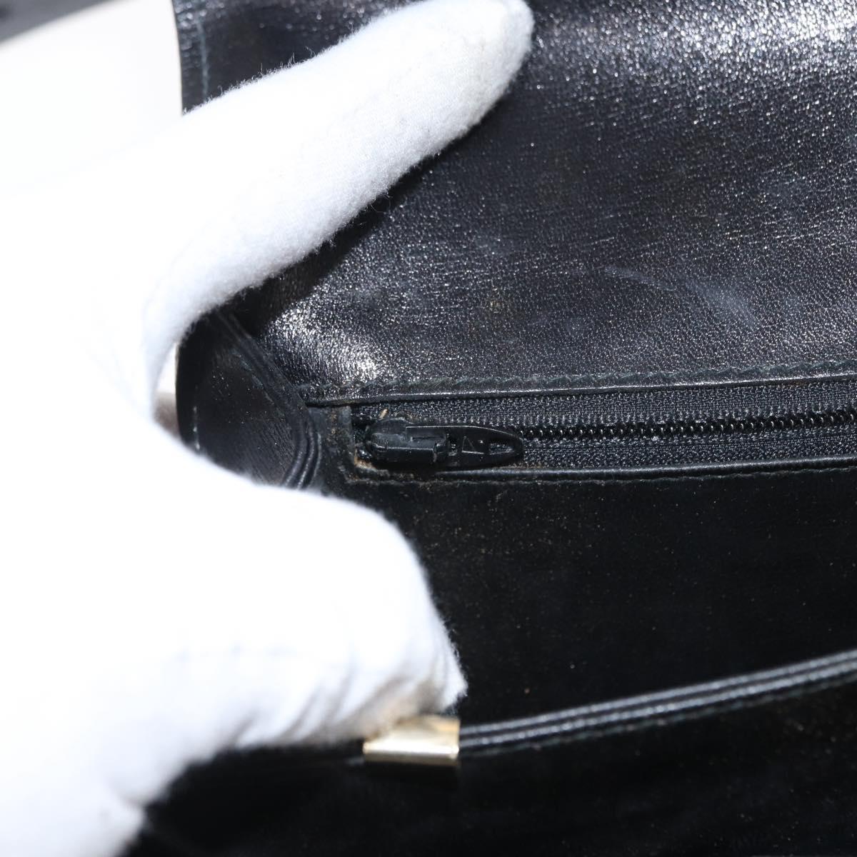 CELINE Shoulder Bag Leather Black Gold Auth 160698