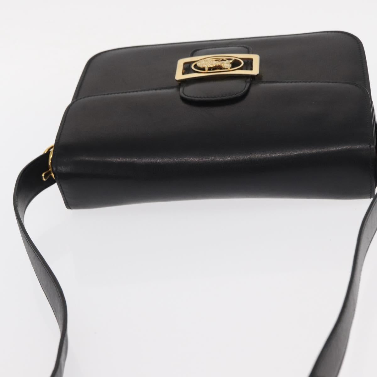 CELINE Shoulder Bag Leather Black Gold Auth 160698