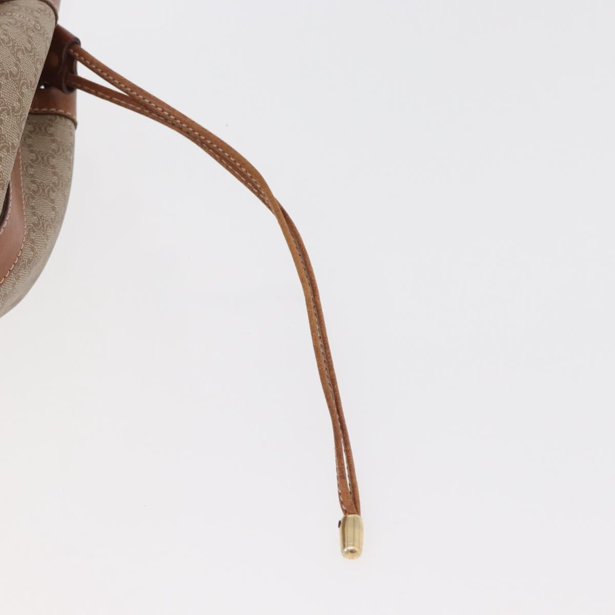 CELINE Macadam Canvas Shoulder Bag PVC Beige Gold Auth 160700