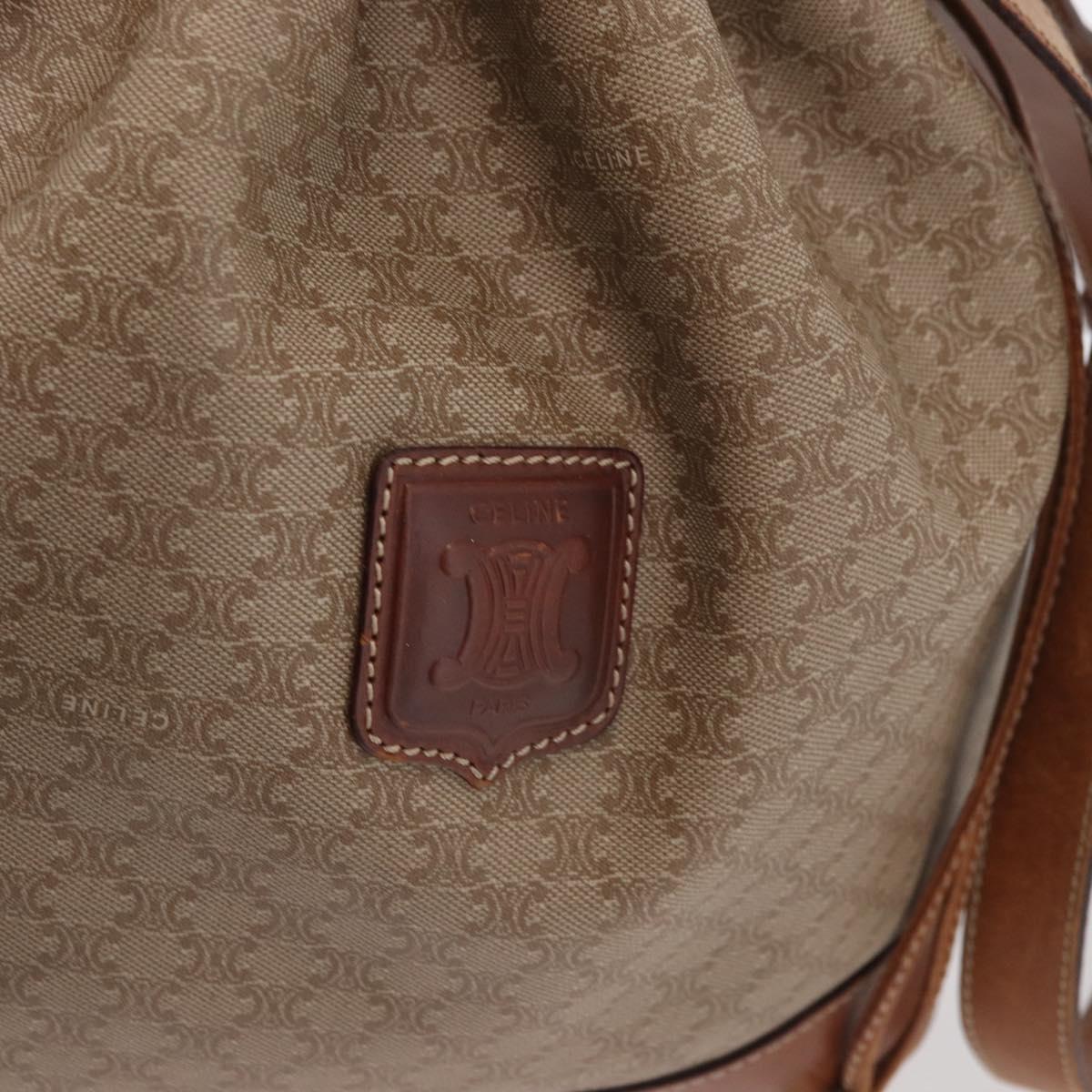 CELINE Macadam Canvas Shoulder Bag PVC Beige Gold Auth 160700