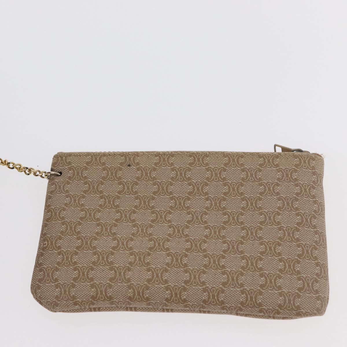 CELINE Macadam Canvas Shoulder Bag PVC Beige Gold Auth 160700