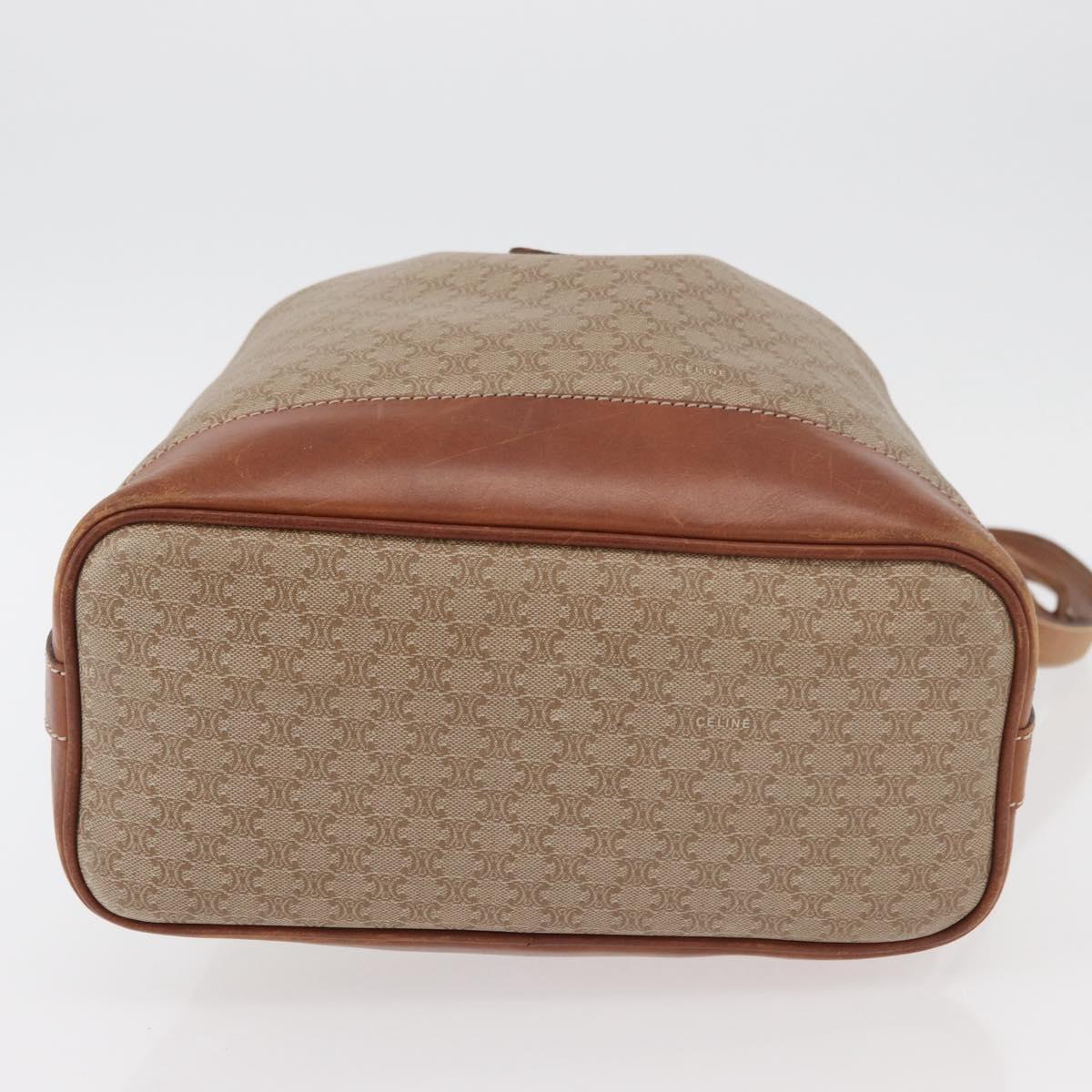 CELINE Macadam Canvas Shoulder Bag PVC Beige Gold Auth 160700