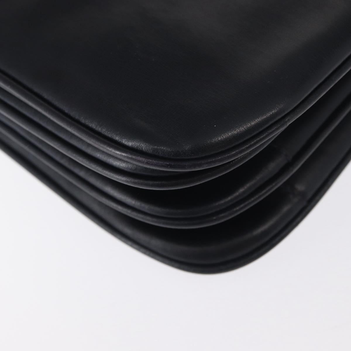 CELINE Shoulder Bag Leather Navy Gold Auth 160702