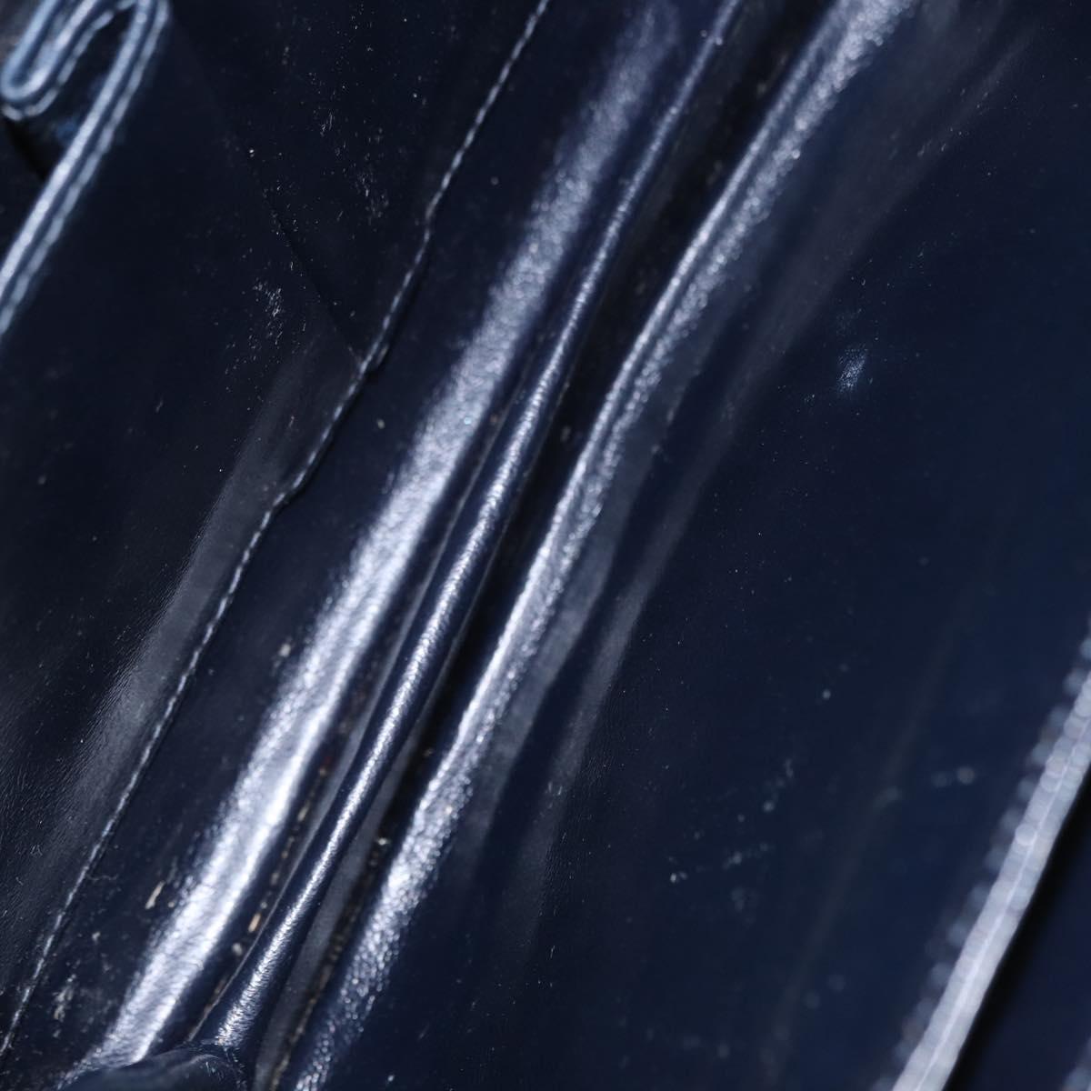 CELINE Shoulder Bag Leather Navy Gold Auth 160702