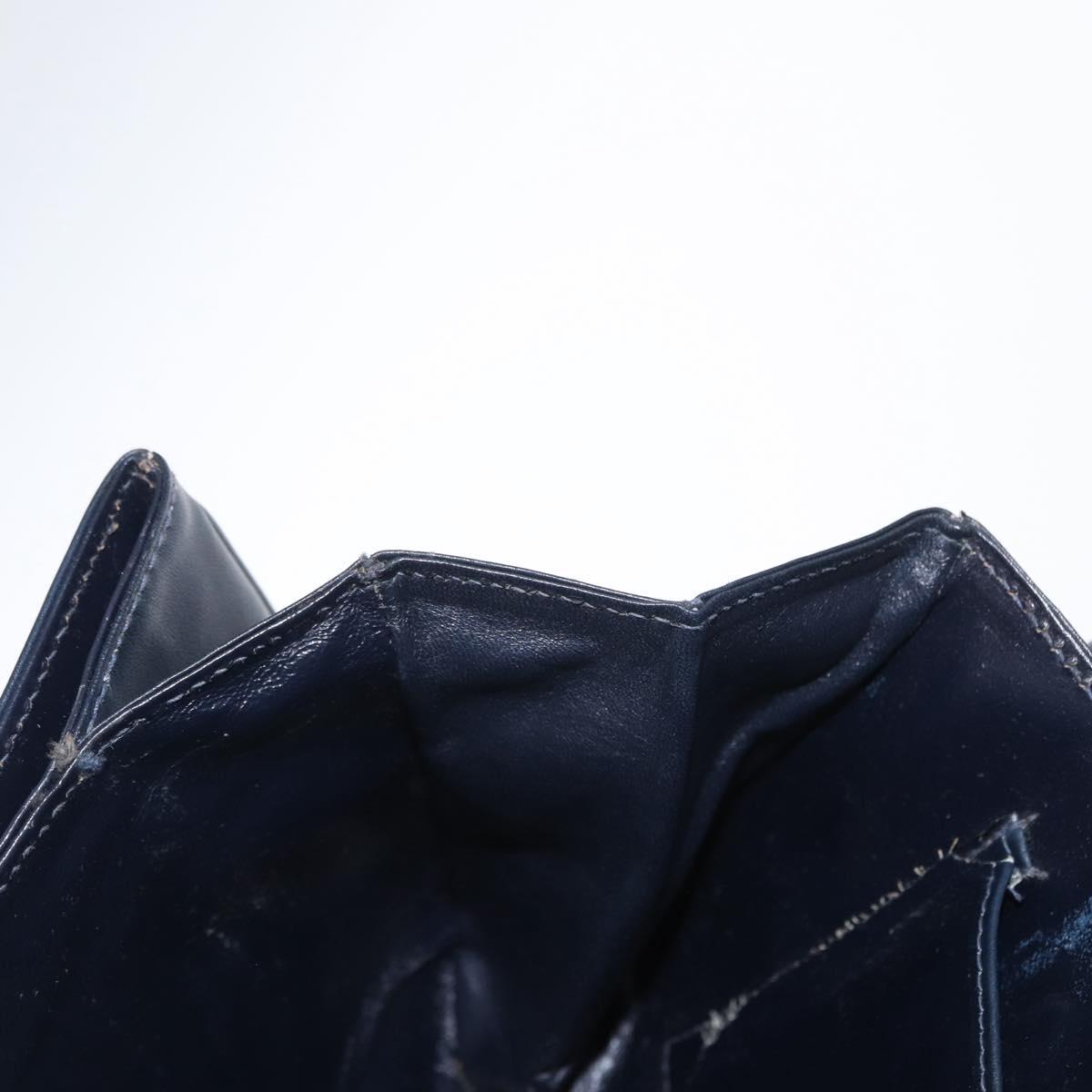 CELINE Shoulder Bag Leather Navy Gold Auth 160702