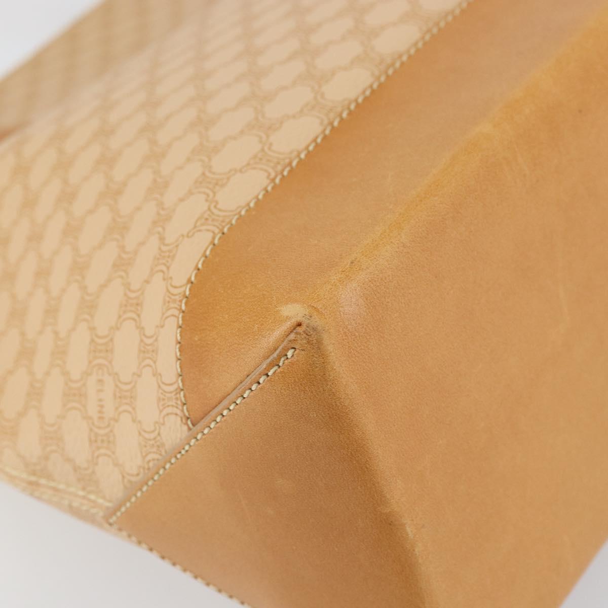 CELINE Macadam Canvas Tote Bag PVC Beige Gold Auth 160703