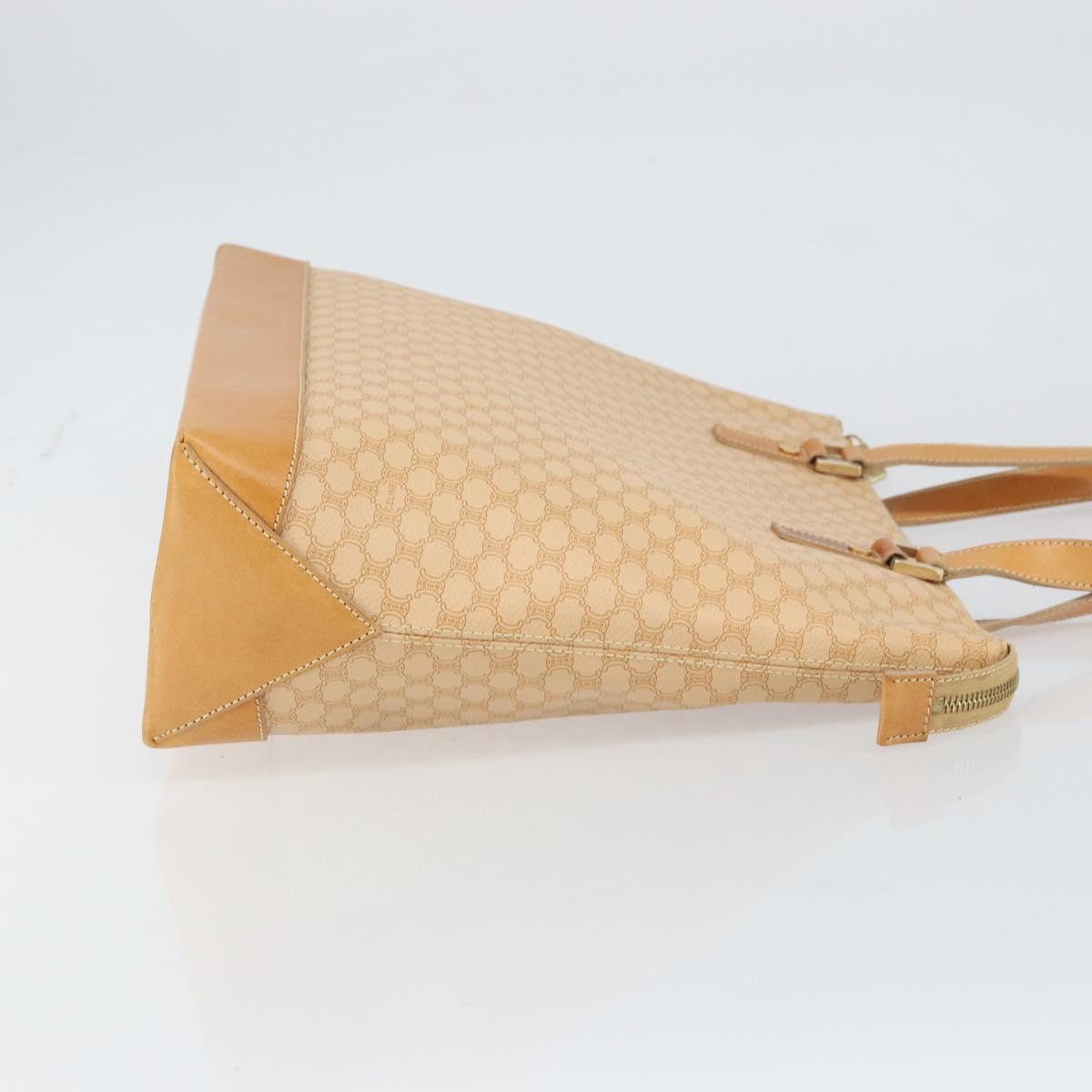 CELINE Macadam Canvas Tote Bag PVC Beige Gold Auth 160703