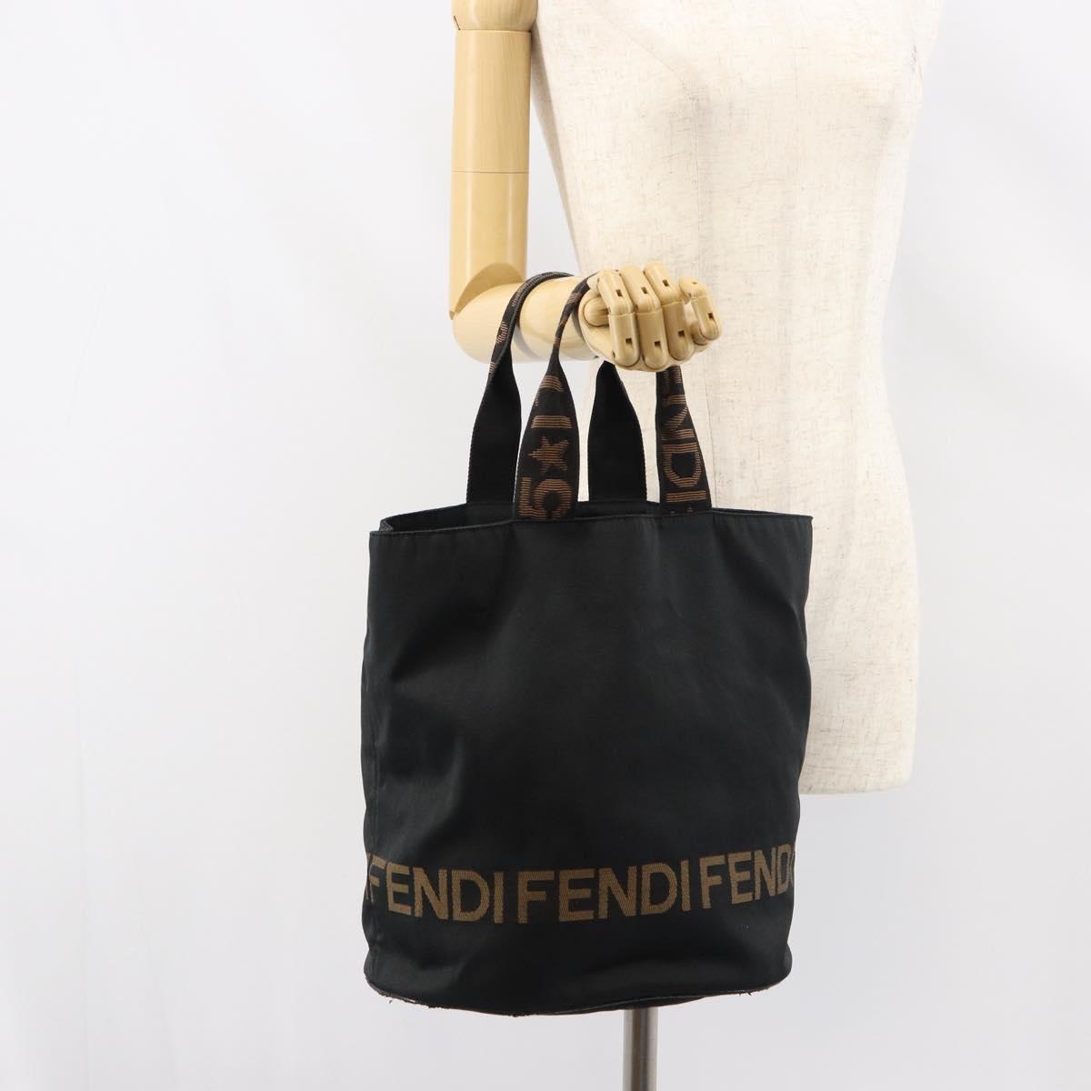 FENDI Tote Bag Black Silver Auth 160705