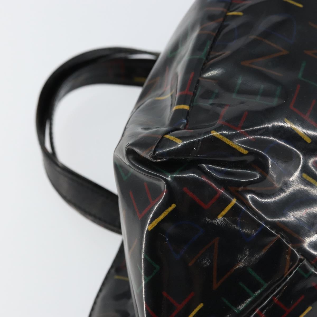 FENDI Hand Bag Enamel Black Auth 160708