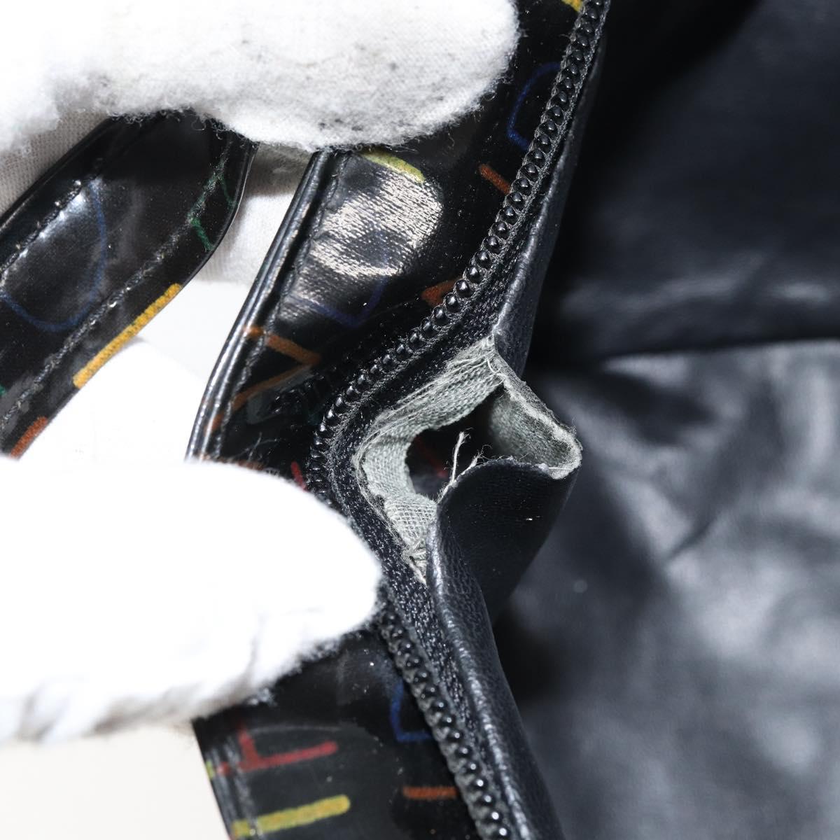 FENDI Hand Bag Enamel Black Auth 160708