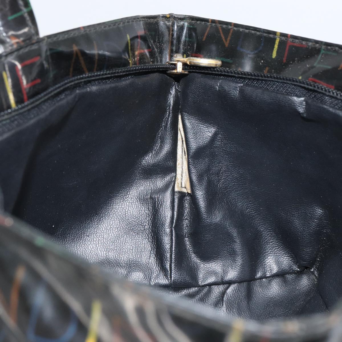FENDI Hand Bag Enamel Black Auth 160708