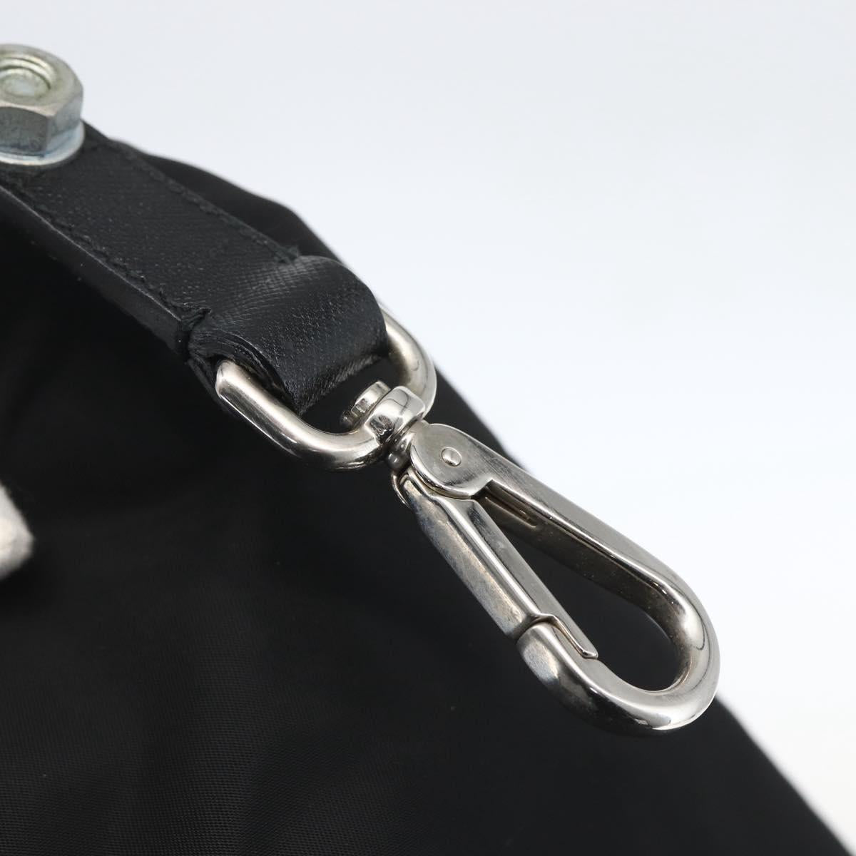 PRADA Tote Bag Nylon Black Silver Auth 160710