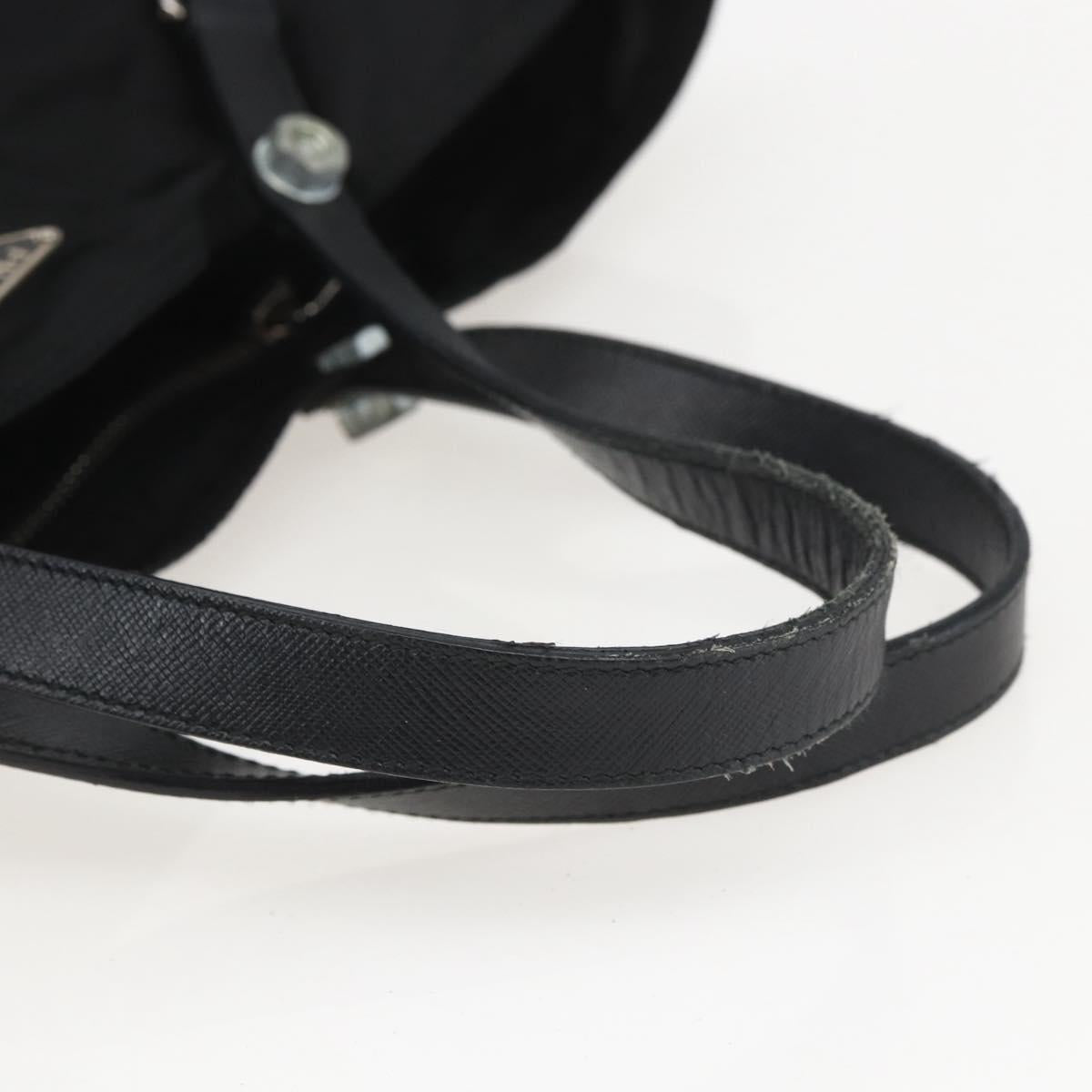PRADA Tote Bag Nylon Black Silver Auth 160710