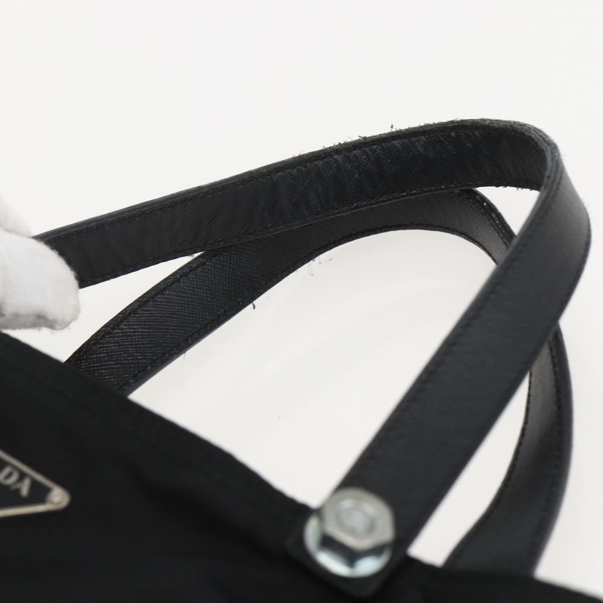 PRADA Tote Bag Nylon Black Silver Auth 160710